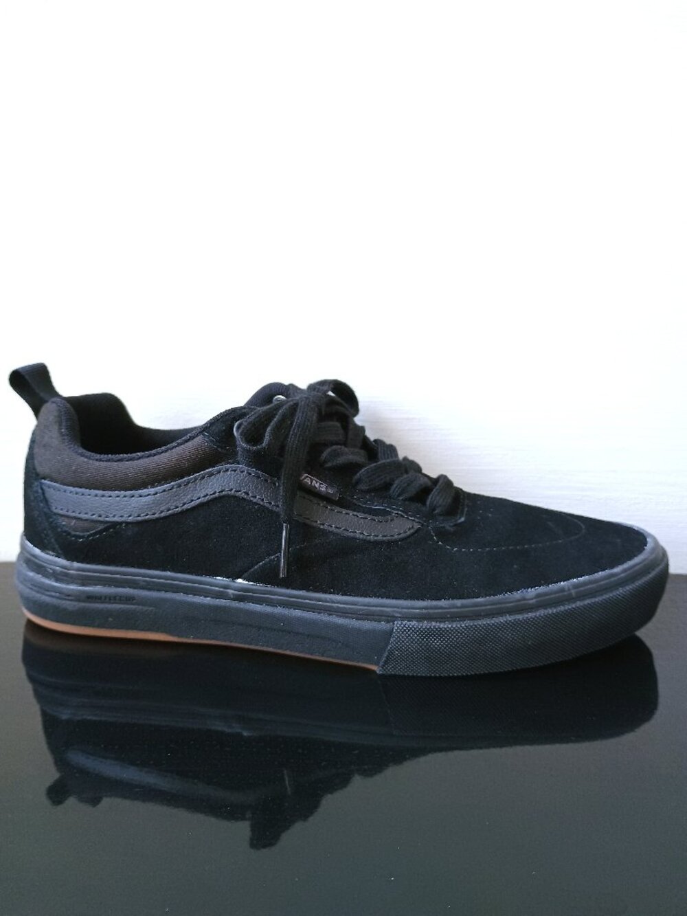 Vans Men's BMX Style 114 Suede / Canvas Sneaker in Cool Looking Black / Dark Gum